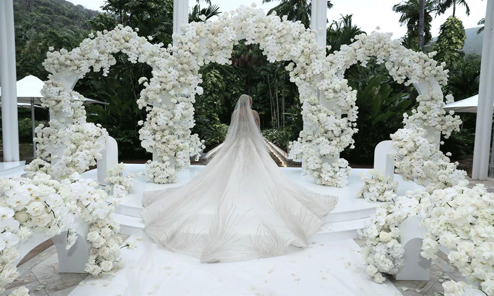 white luxury wedding gown