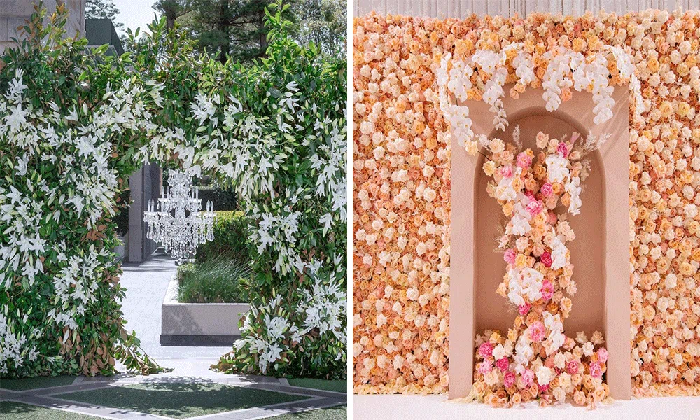 unique wedding flower walls