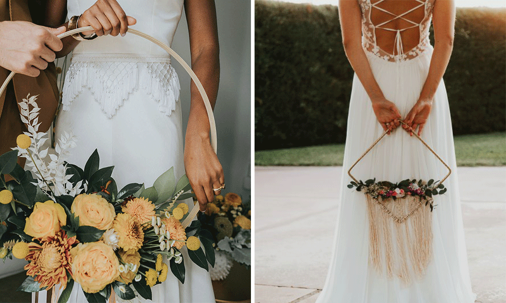 modern hoop bridal bouquet trends