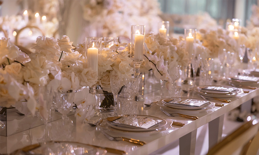 table decor white flower wedding