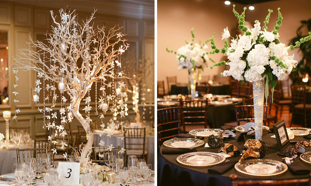 wedding table decor flowers and lights luxury centerpieces