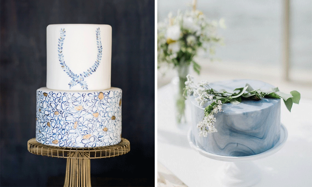 creative wedding cakes design white and blue
