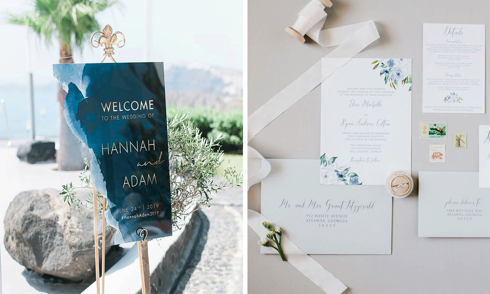greece destination wedding invitation designs