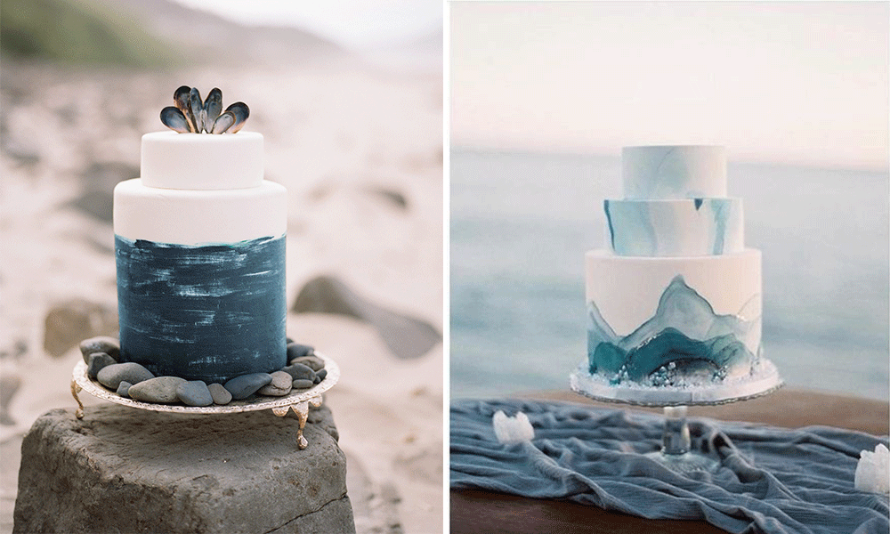 creative cake ideas beach ocean weddings