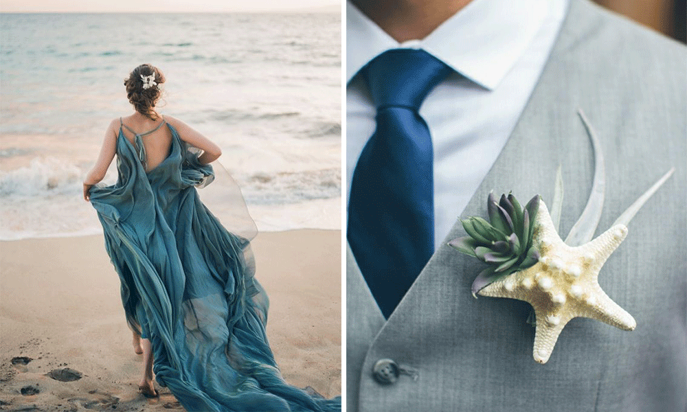 beach wedding dresses boutonnieres 