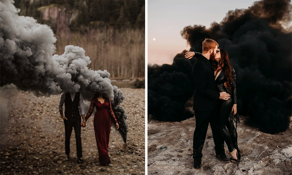 smoke sticks elopement photography