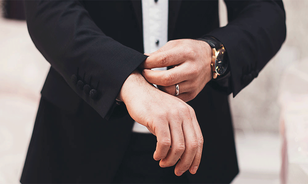 mens manicure grooms suits