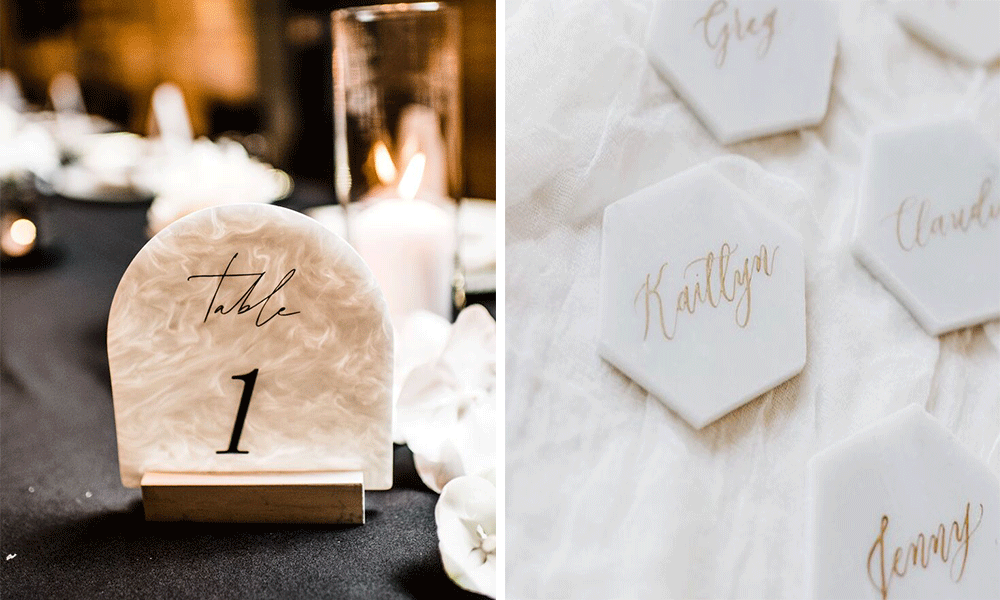 table numbers and place cards