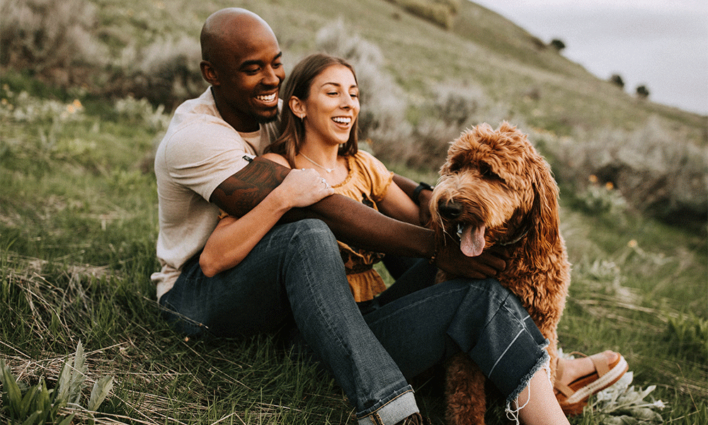 fun engagement shoot with pets