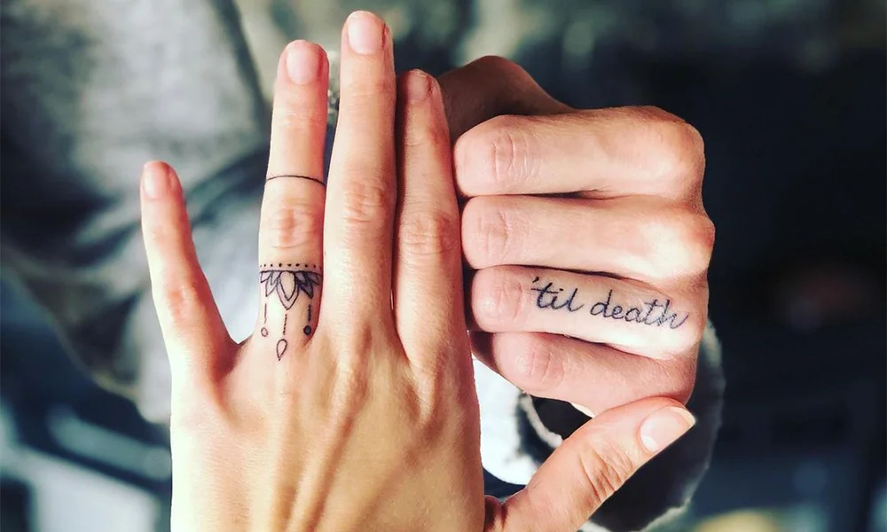 30 Unisex Wedding Ring Tattoos for Couples  100 Tattoos in 2023  Tattoo  wedding rings Ring tattoo designs Ring finger tattoos