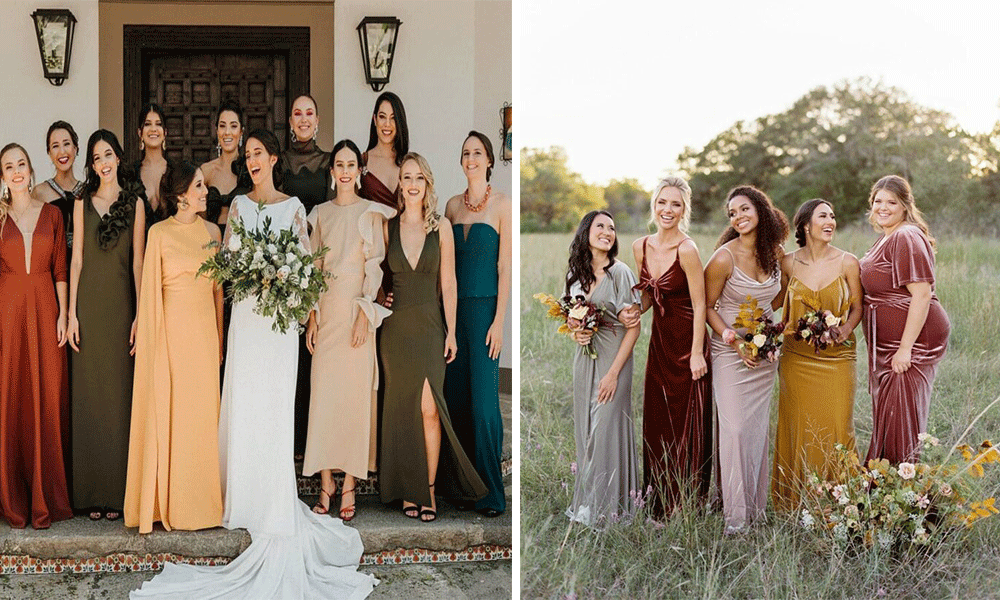 mismatched fall bridesmaid dresses