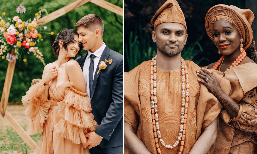 Bridal Dresses With earthy Hues 