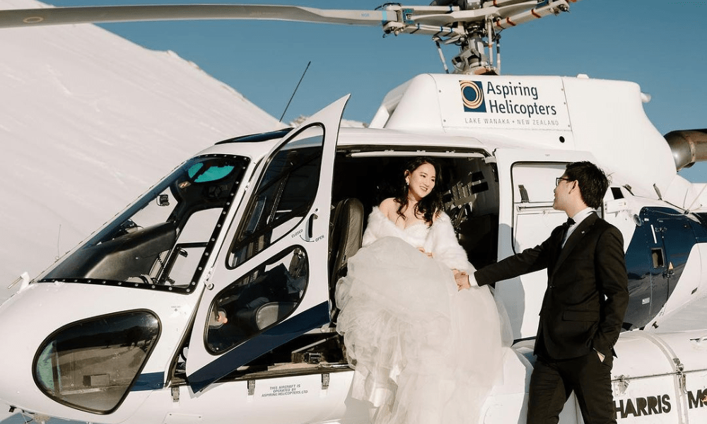 Bridal Entry By Helicopter 