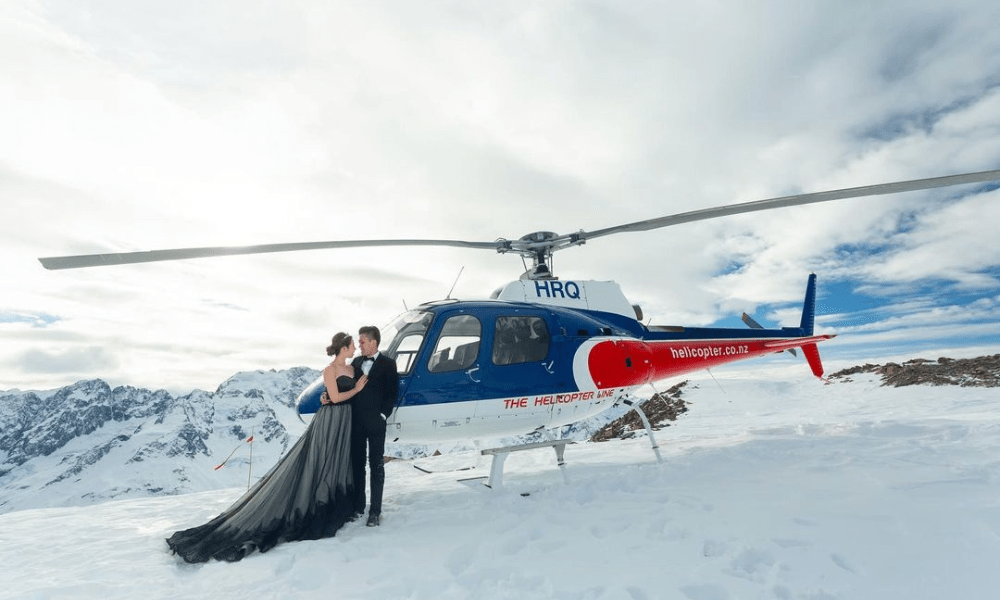 bridal entry by helicopter 