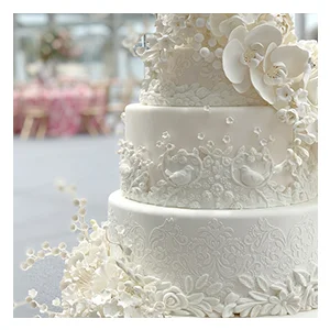 White Wedding Cake Fondant Details