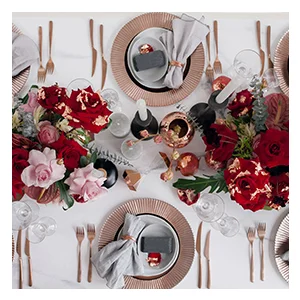 Red Floral Table Decor