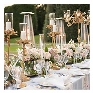 Gold and White Floral Table Decor