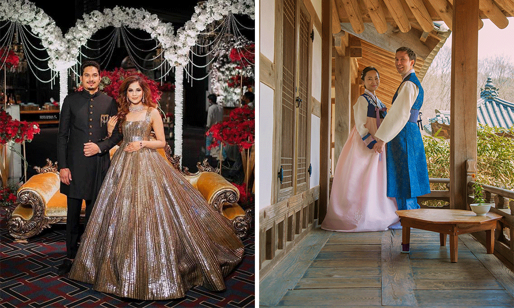 traditional pre-wedding shoot dresses