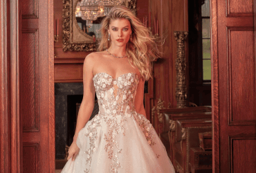 A beautiful bride dressed in a breathtaking ensemble designed by Galia Lahav