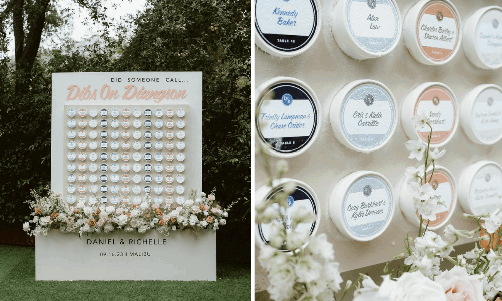 An ice-cream seating chart at a wedding