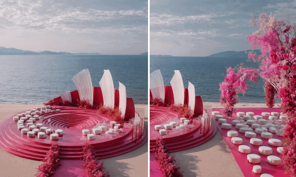 Statement-making hot pink wedding decor that turns heads and trends